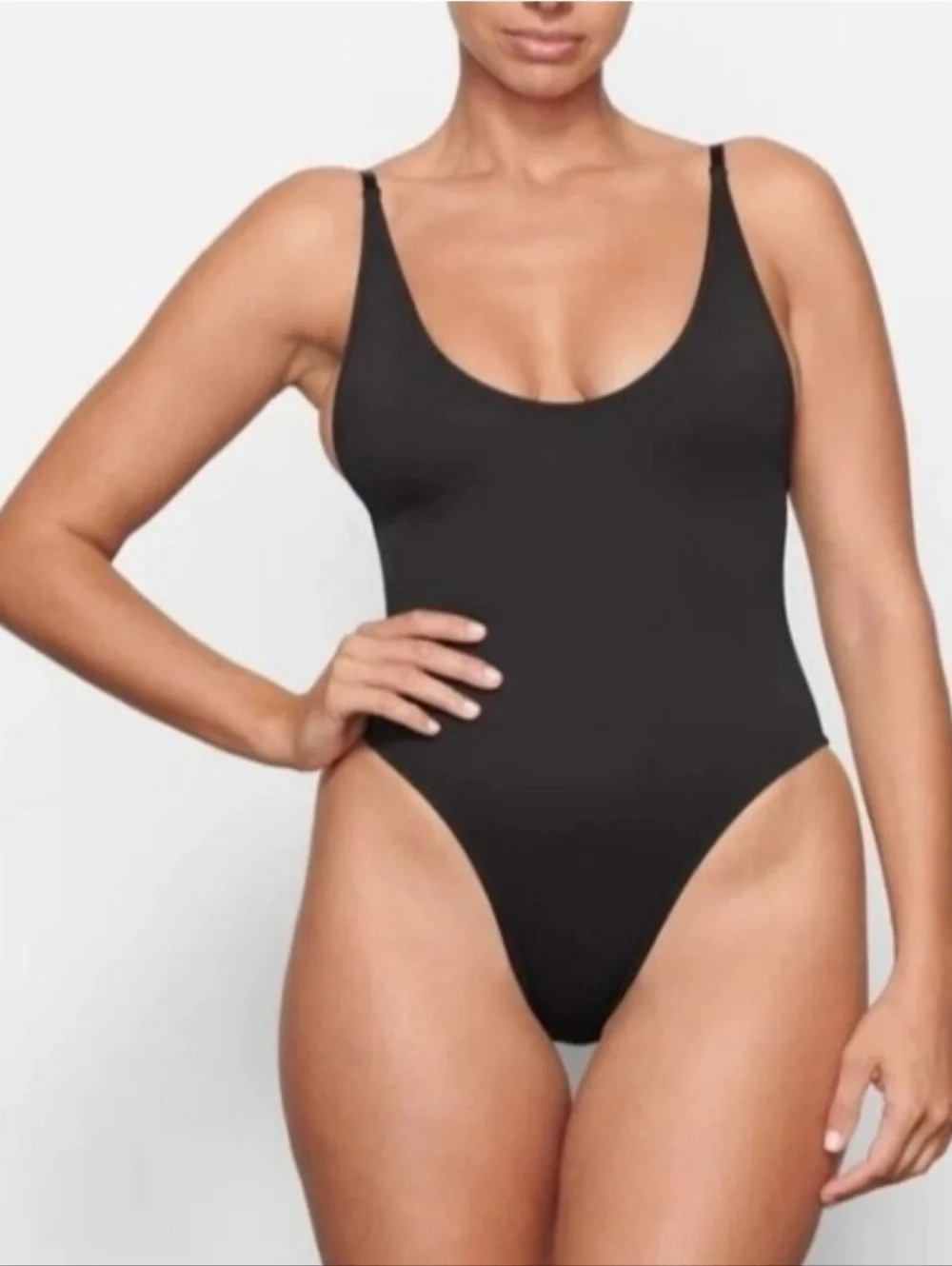 SKIMS Signature Swims Scoop Neck One Piece Onyx Women Medium NEW - Picture 5 of 5